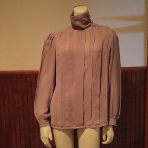 FBB & Company Vintage Grey Georgette Collar Turtleneck Shirt - Size 10
